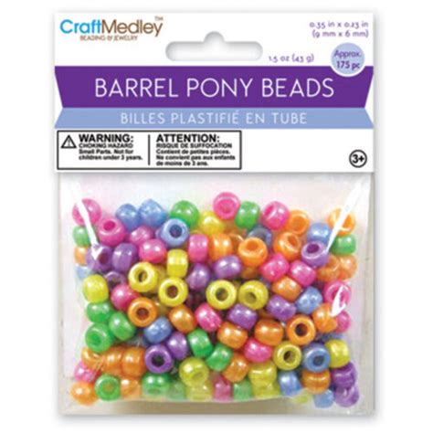 Barrel Pony Beads Pearlized Multicolor from Craft Medley BD239J